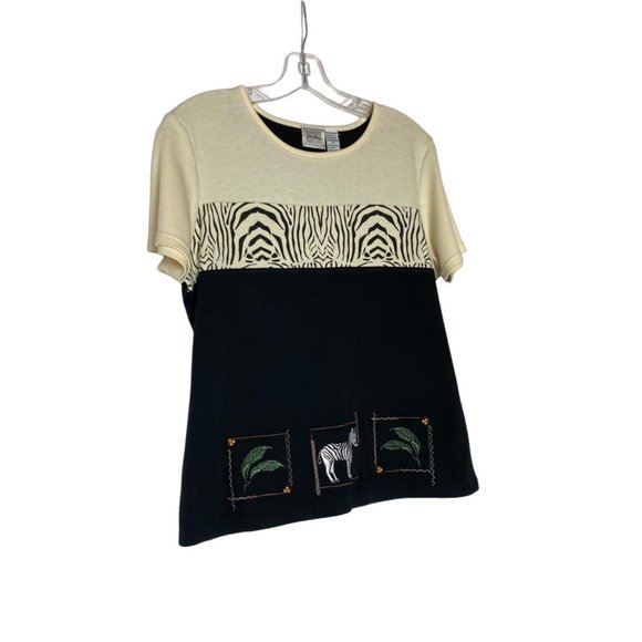 Vintage Jason Maxwell Women's Animal Print Top Black/Beige Size Medium - Picture 1 of 6